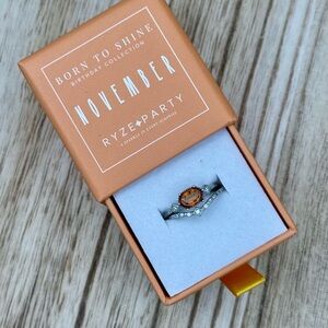 NWT Ryze November Birthday .925 Sterling Color Enhanced Topaz Double Band Size 7